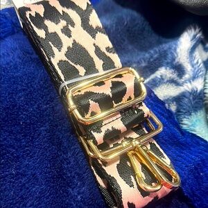 Brown and Gold Leopard Print Bag strap with Luxurious Accents